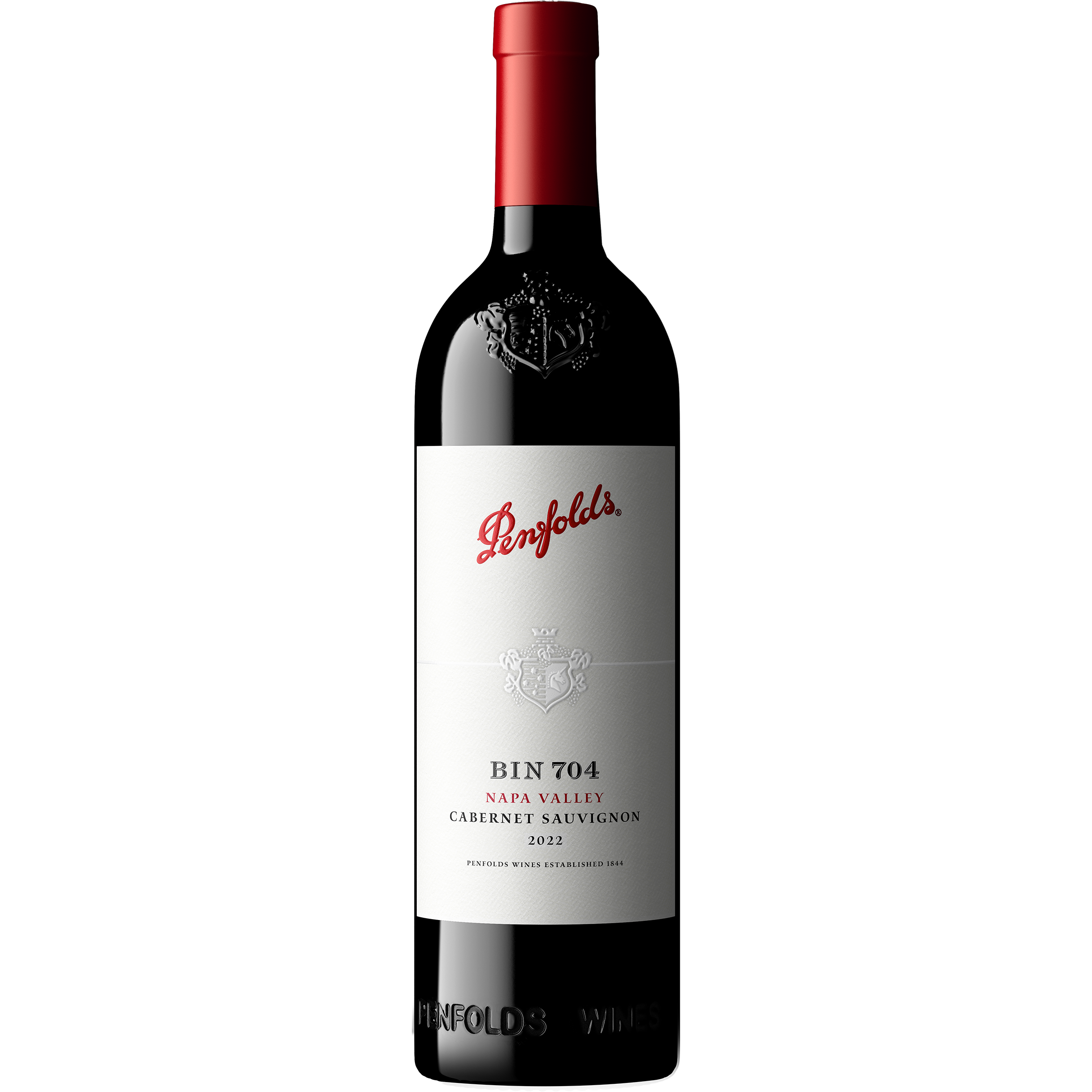 Penfolds Bin 704 wine bottle on a white background